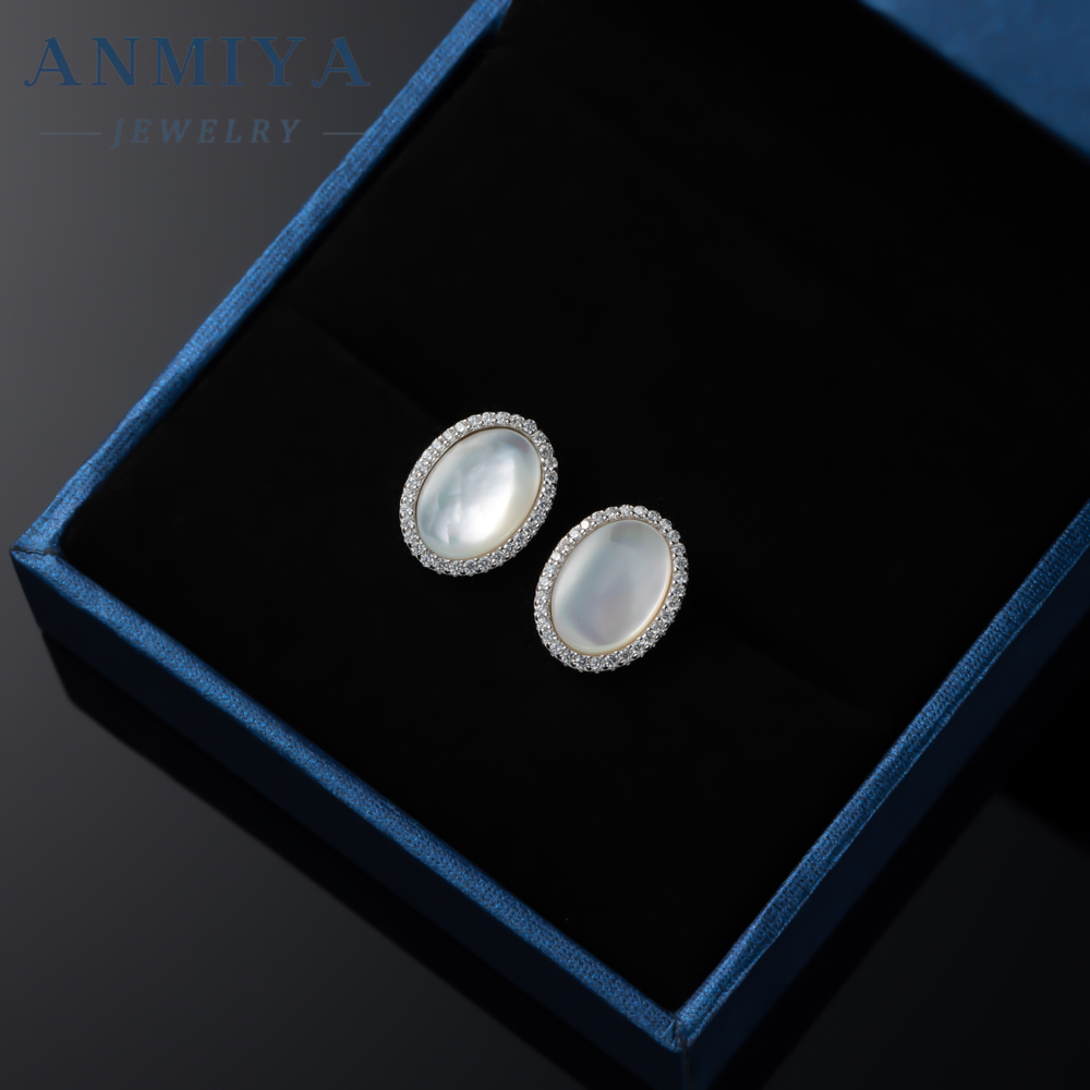 Fine Jewelry Earrings Vintage Classic 925 Silver Ellipsoid Fresh Water Pearls Stud Earrings