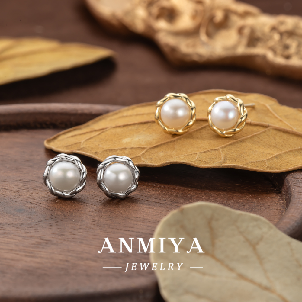 Pearl Stud Earrings Cute Flower Natural Freshwater Pearls Wholesale Fashion Statement Jewelry Necklace for Women
