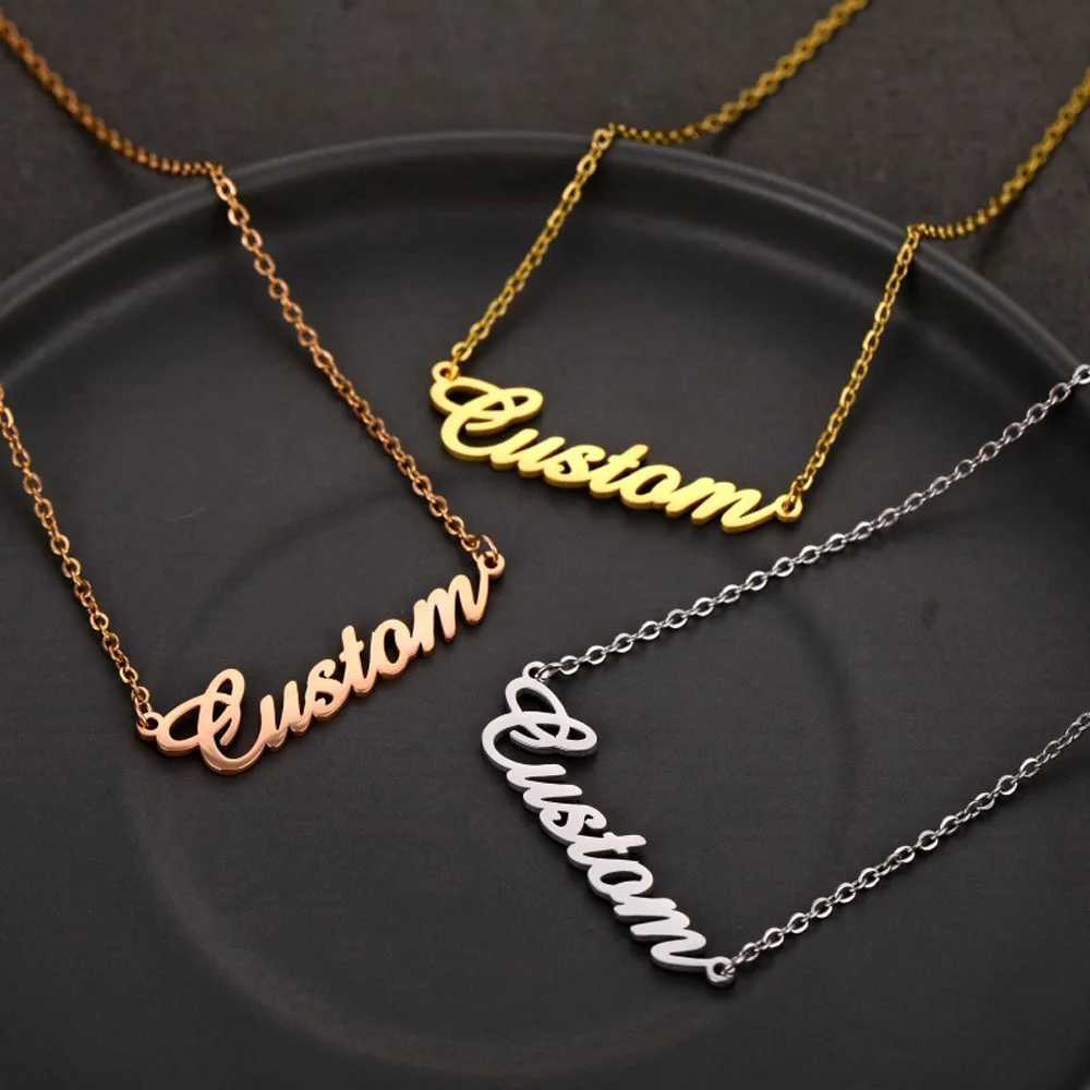Cust Stainss Steel Golden Name Necklace For Wen Man Personali Nameplate Jewelry Fashion tter Pendant Gift W250712