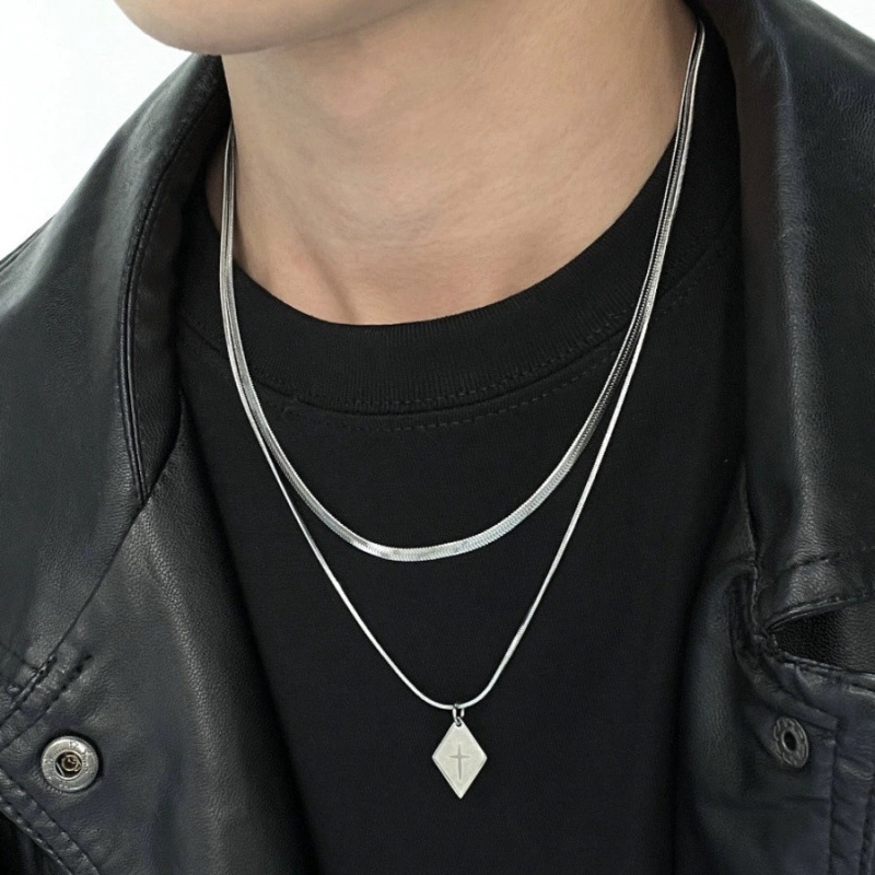 Luxury Jewelry Designer Jewelry Cross Titanium Steel Non-fading Necklace For Men, Light Luxury Hip-hop Punk Chain, Versatile High-end Clavicle Chain T