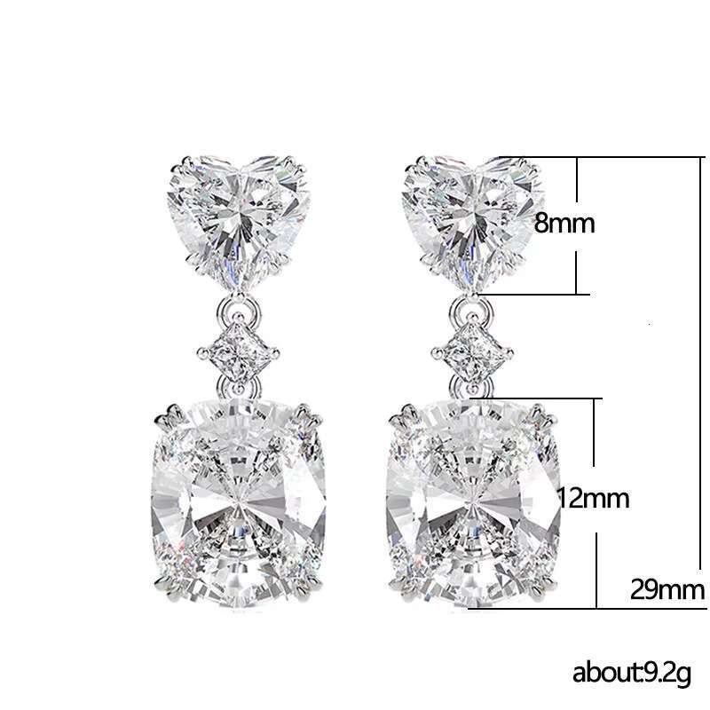 New Bling Heart Cut White Pink Yellow Diamond Zircon Drop Girls Trendy Sweet Bridal Design Wedding Earrings Women