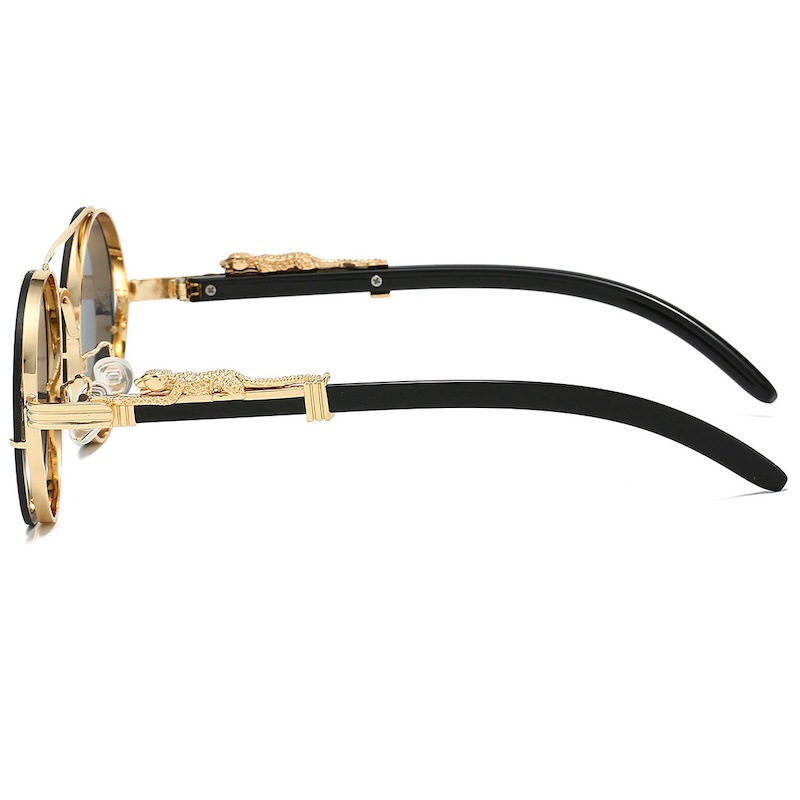 CB Rimless Round Sunglasses Vintage Men Fashion Double Bridge Multicolor Shades Women Retro Trendy Brand Luxury Design Sun Glasses UV400 Leopard