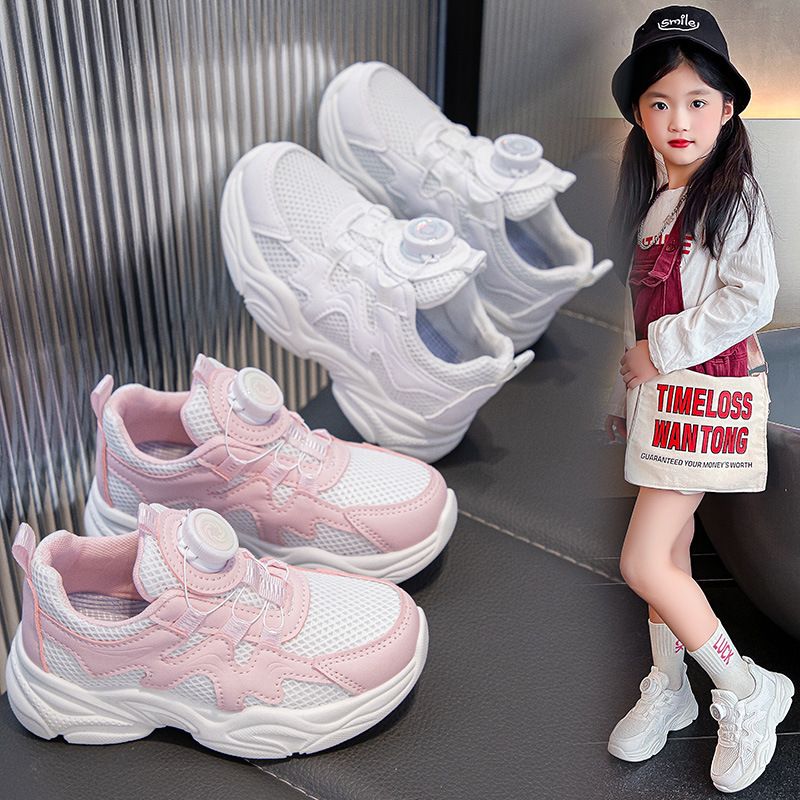 Children White Shoes Student Casual Mesh Soft Sole Kids White Sneakers Girls Youth Running Fashion Kids Sports Shoes Sizes US9C-US5Y 000320