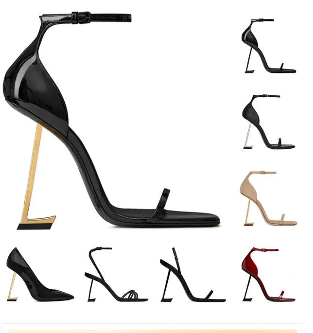 2026 women designer high heels luxury Dress Shoes patent leather Gold Tone triple black nuede red Office pumps