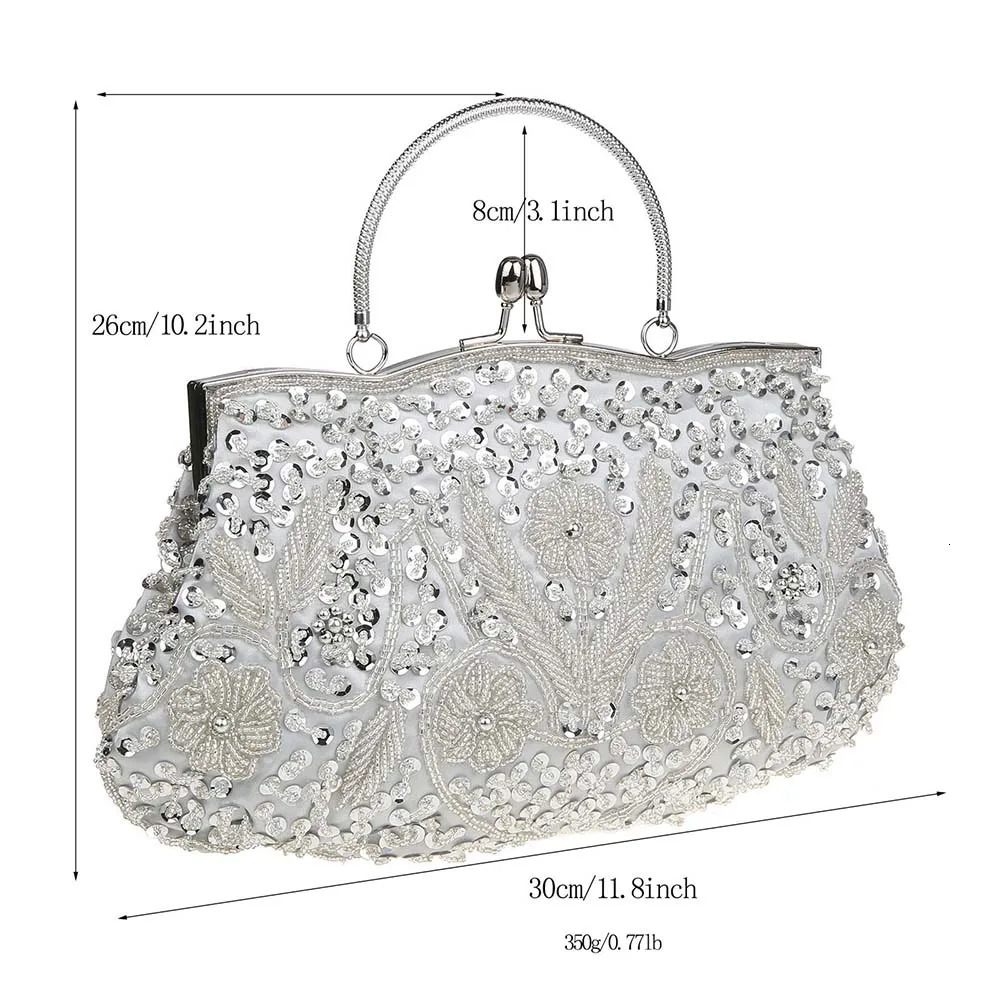 Women Clutch Bags Ladies Beads Evening Wedding Party Bridal Embroidered Handbag Solid Retro Small Mini Wallets 250703