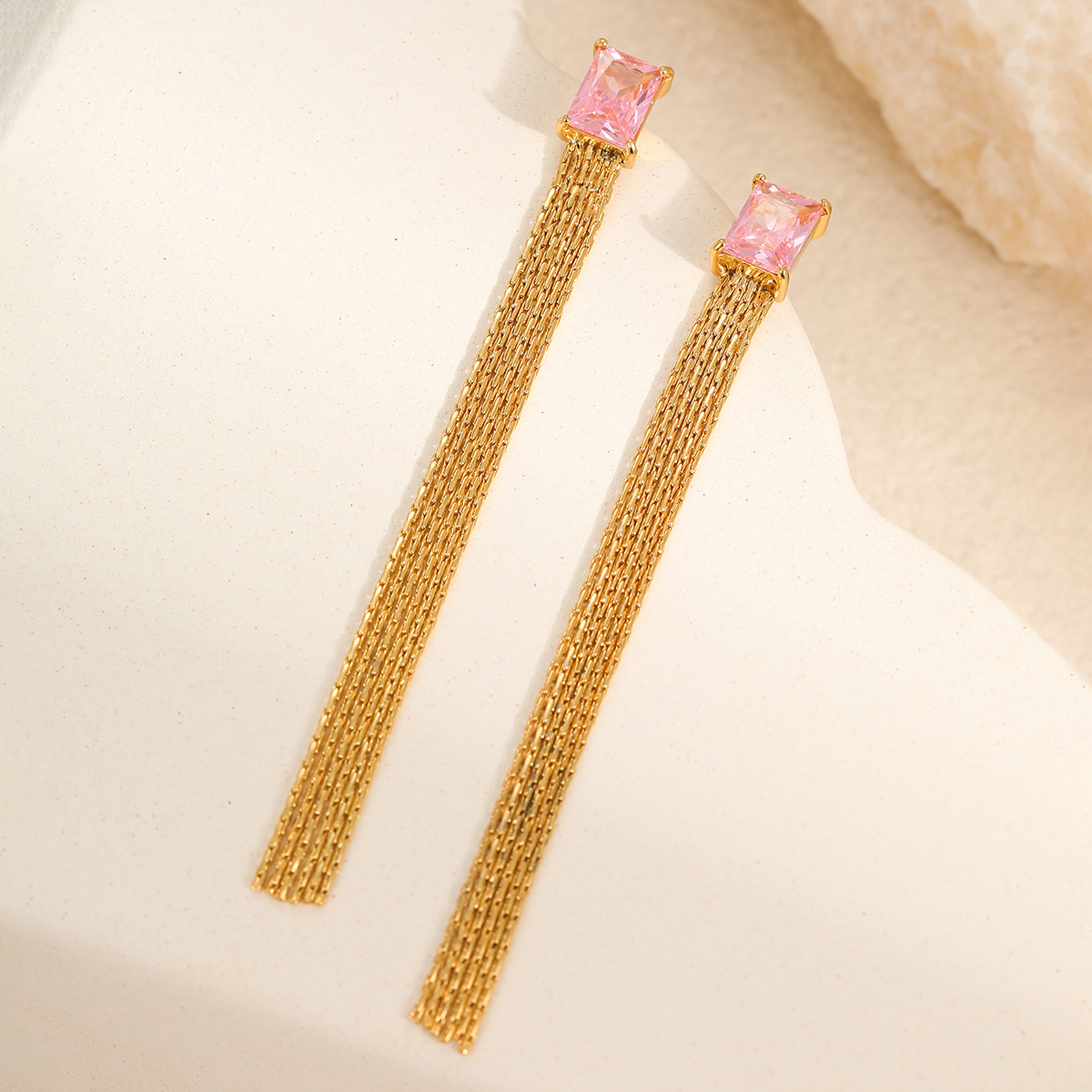 New Summer Collection European and American Style Stainless Steel Fringe Diamond Set Cubic Zirconia Earrings with High end Aesthetic and Cool Design