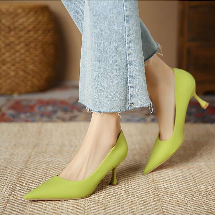 3351-18 Stiletto Black French Pointed Toe High Heels 2023 Professional Simple Comfortable Work Single Shoes for Women
