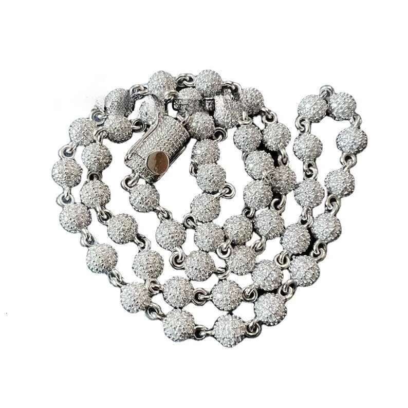 Hiphop New Fashion Jewelry D Color VVS Moissanite Ball 7mm Width Sterling Sier Bead Chain Necklace