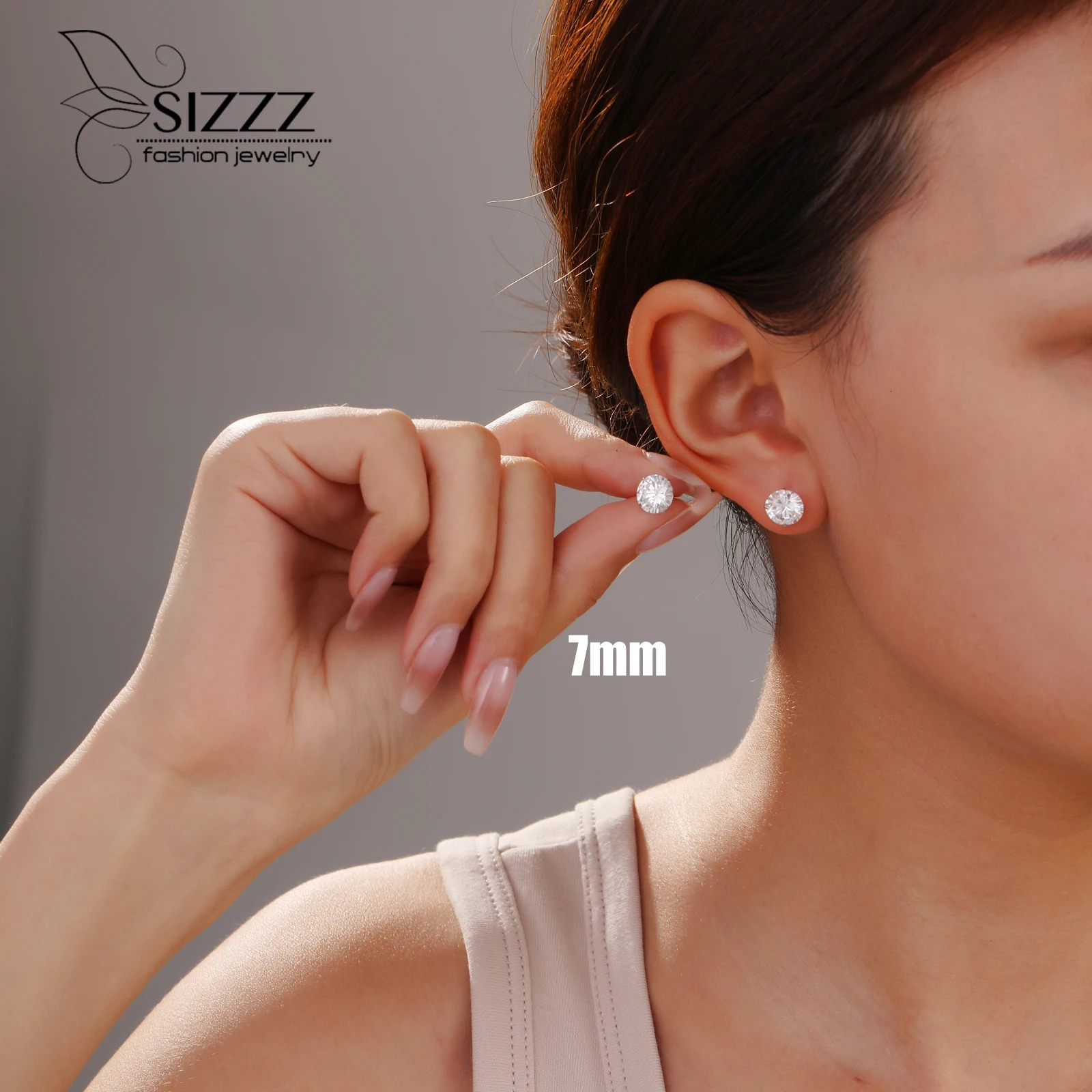 Crystal Zircon Real 925 Sterling Silver Earrings Channel Cubic Zirconia Silver Stud Earrings for Women Sterling Silver Jewelry 250708