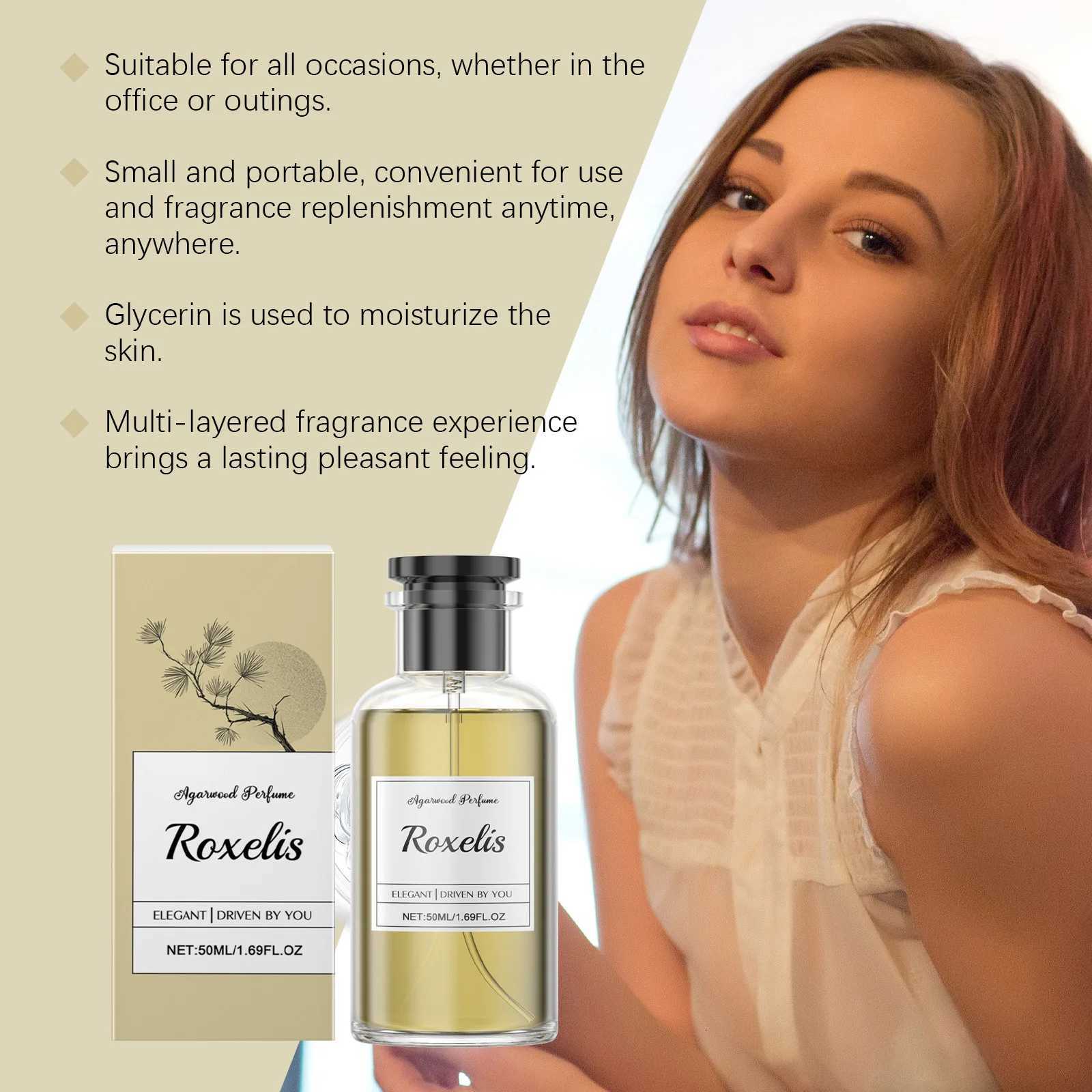 Roxelis 50ml Agarwood Perfume Fresh Lasting Fragrance Luxury Woody Scent Flirting Pheromone Dating Deodorant Body Perfume Spray W250712