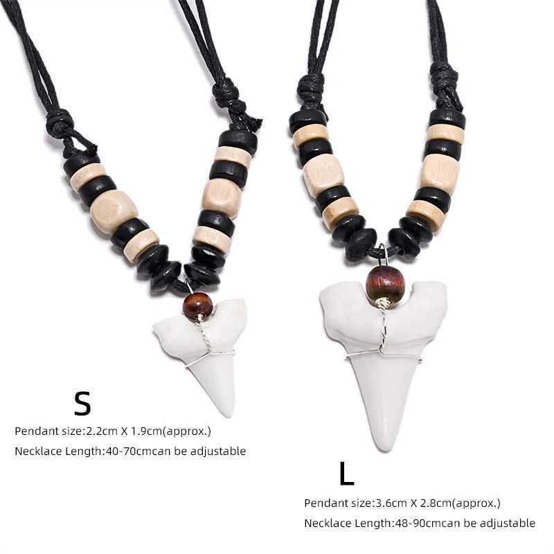 1PC Hawaii Surfer Jewelry Handmade Imitation Shark Teeth Pendant Maori Tribal Bone Choker Mens Necklace W250712