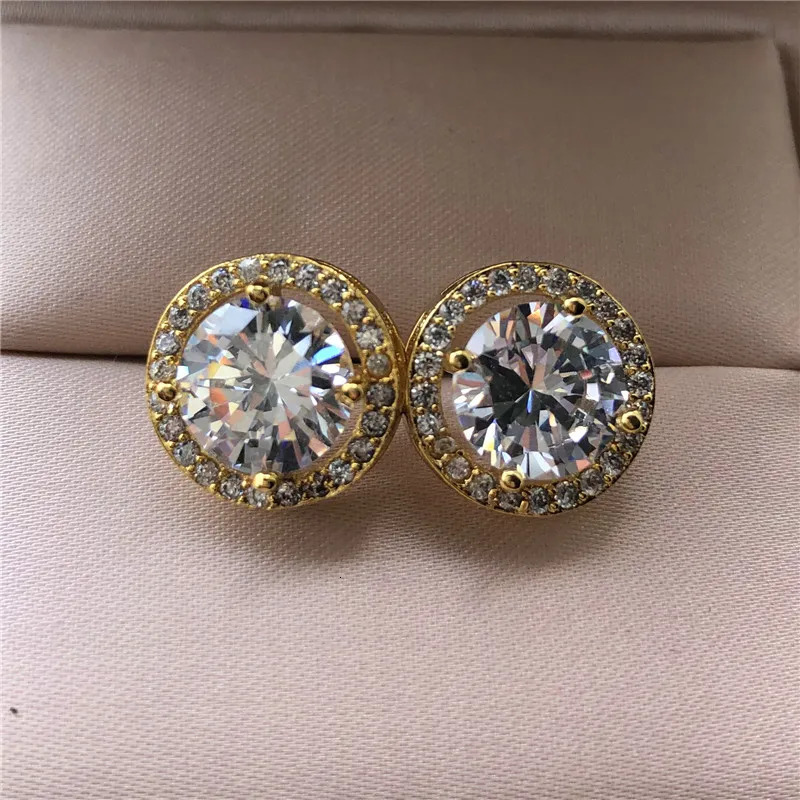 Female Crystal Round Stud Earrings Vintage Silver Color Wedding Jewelry White Zircon Stone Earrings For Women 250708