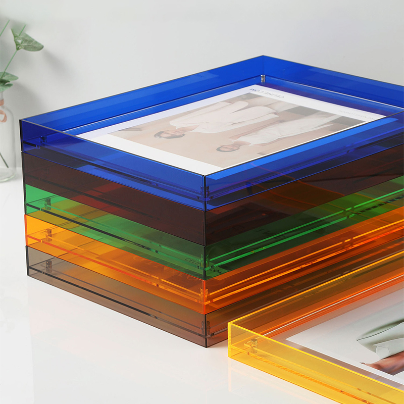 Acrylic Photo Box Transparent Photocard Holder Interior Frame Picture Display Stand Office Home Desktop Wall Decoration H260306