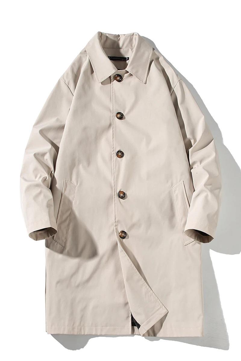 Spring Men Trench Solid Color Breasted Oversize Leisure Teen Long Coats Outwear Hombre Korean Style Windbreaker 5Xl 250708