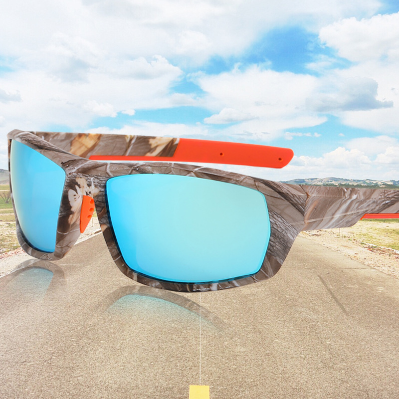 Designer's luxury glasses European and American Men's Sports Polarized Sunglasses Square Frame Camouflage Sunglasses Outdoor Driving UV Prot
