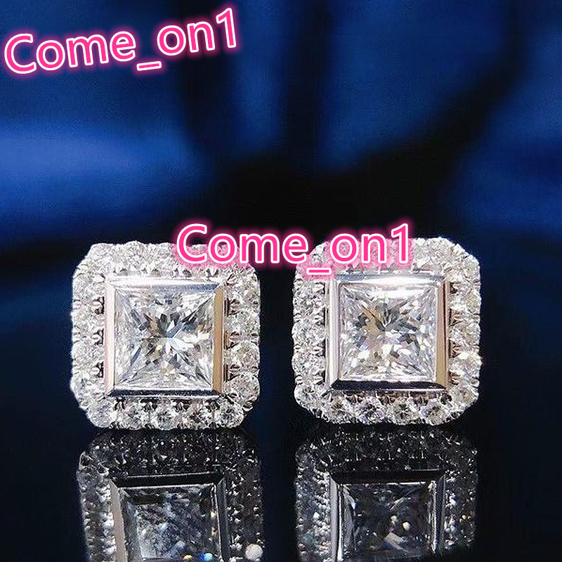 Classic Square Shaped Design 3A Zircon Silver Plated Earrings Women Wedding Party Fashion Jewelry Stud Earrings Wholesale