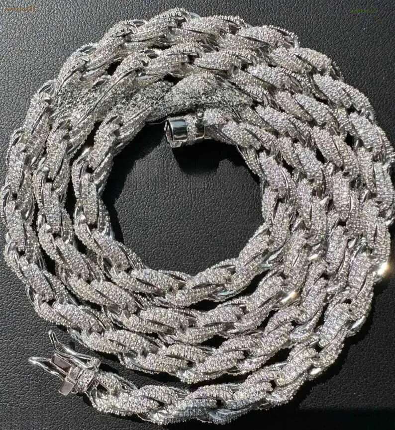 Mens 7.5mm Solid Moissanite Rope Beautiful Sterg Sier Chains Eent Cut Customized Jewelry