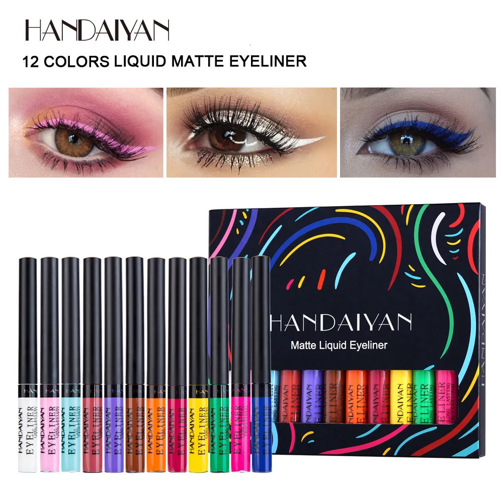 12 Colors Neon Eyeliner Pen Kit UV Light Pastels Pastel-Black Light Eye Makeup Waterproof Liquid Eyeliner Pencil Set Cosmetics 250704