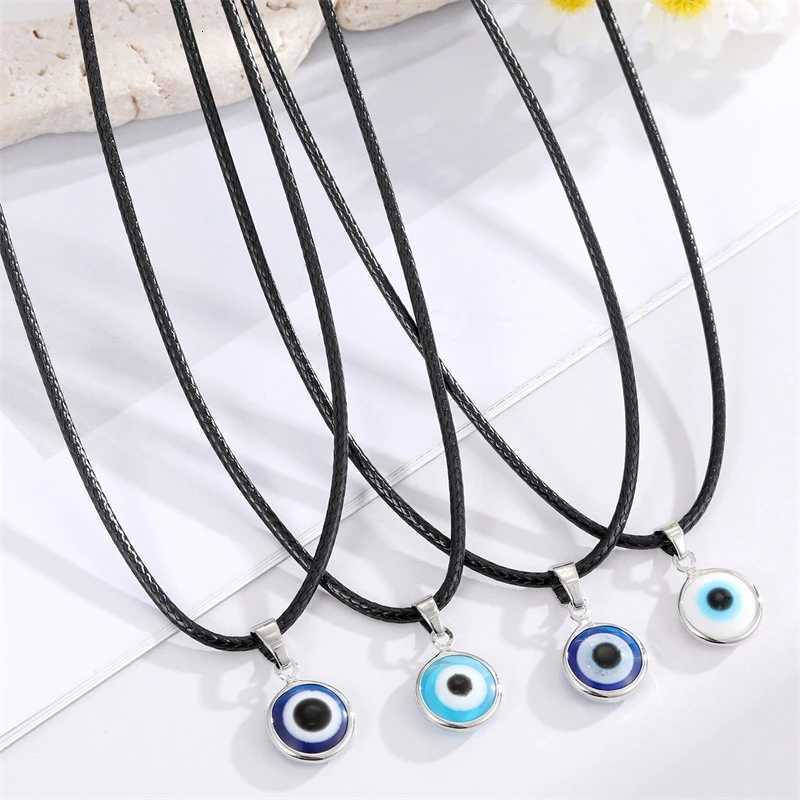 1PC Lucky Evil Eye Necklace For Women New ather Rope Chain Colorful Resin Charm Blue Eye Necklace Men Choker Jewelry Gift W250712
