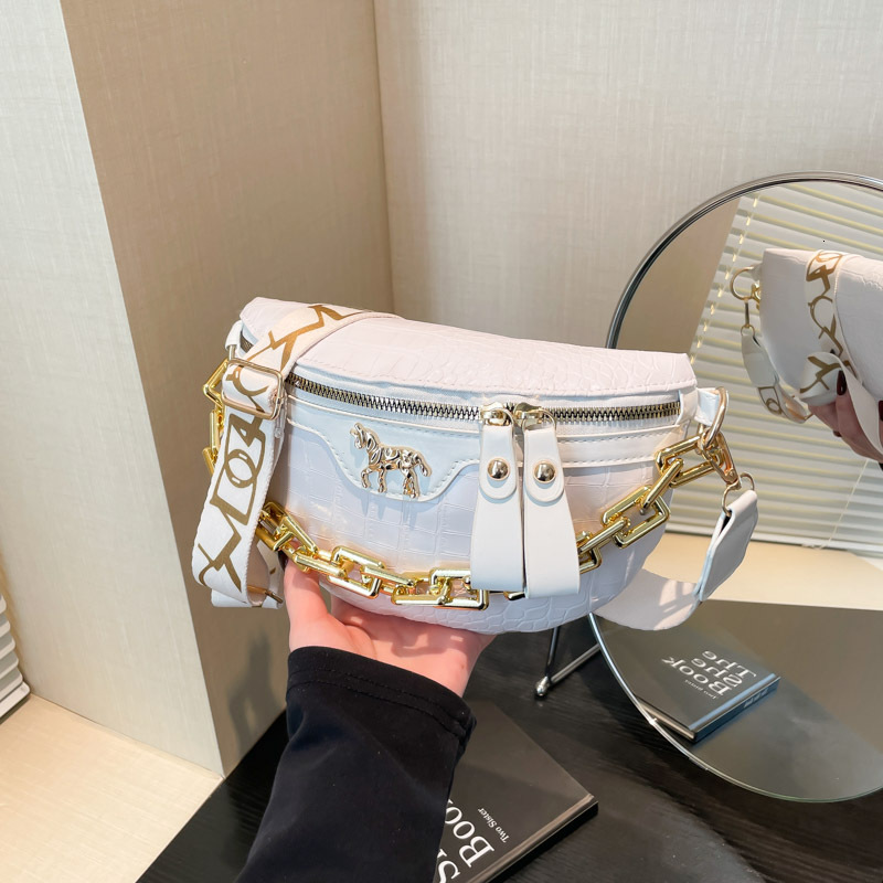 Luxury Brand Designer Bag Foreign Trade Chest Bag For Women 2024 New Korean Style Trendy Fashion PU Single Shoulder Bag Chain Casual Versatile Crossbo