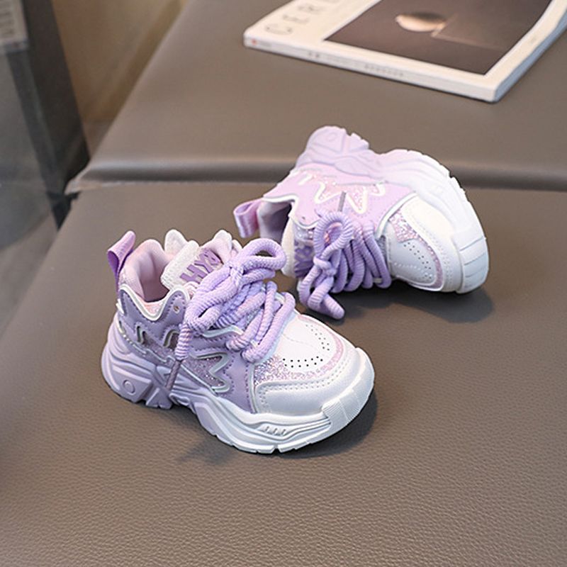 Baby Toddler Shoes for Girl PU Leather Kid Casual Sneakers Non-slip Purple Color Children Girls New Sport Shoes Non-slip Running Trainers Shoes Sizes 