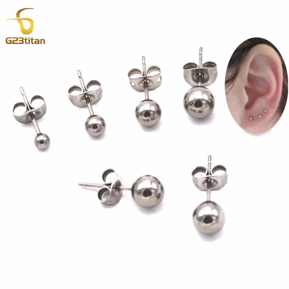 G23titan 3-8mm Solid Ball Stud Earrings Anti Allergic First Ear Piercing Accessorie Men Girls Fashion Jewelry 250708