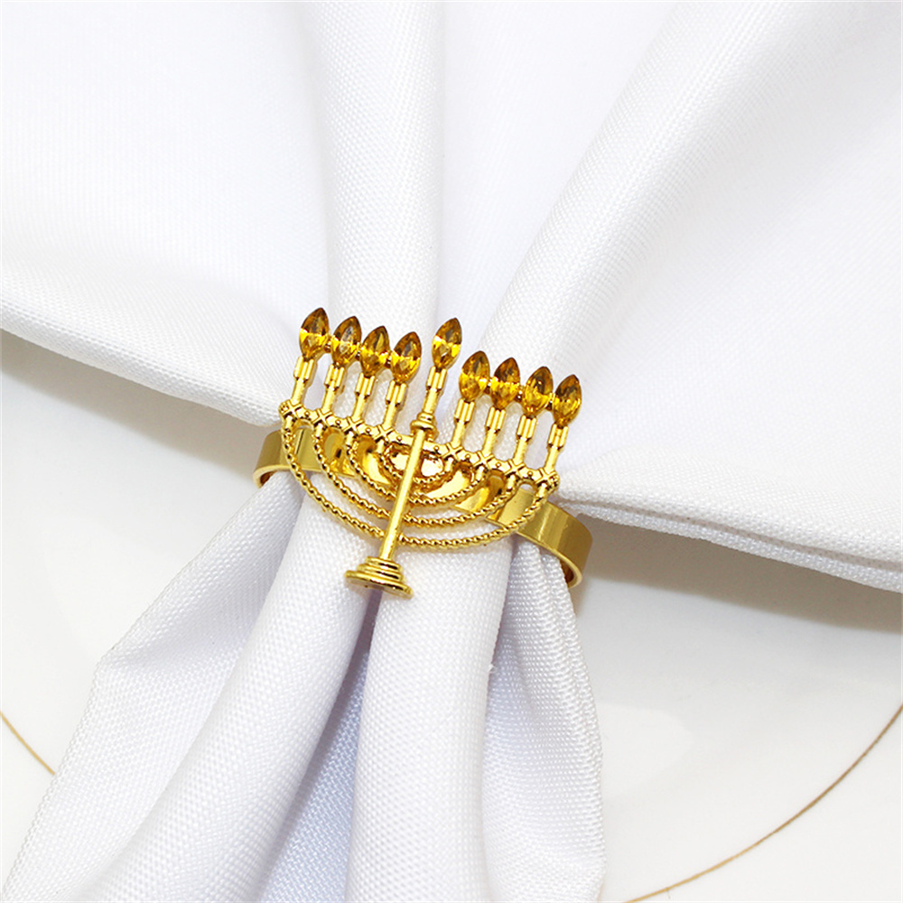 12Pcs Candle Holder Hanukkah Napkin Rings Hanukkah Menorah Napkin Holder for Chanukah Party Decor Wedding Decor Table Decoration