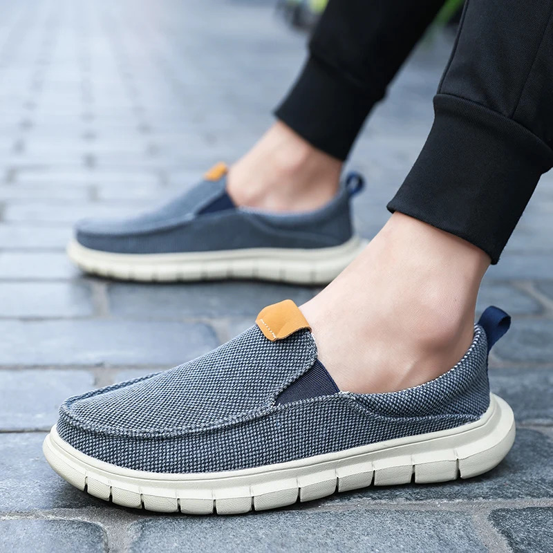 Summer Slip-on Canvas Shoes For Men Original Blue Lightweight Mens Casual Shoes Comfortable Breathable Loafers Man Big Size 47 250708