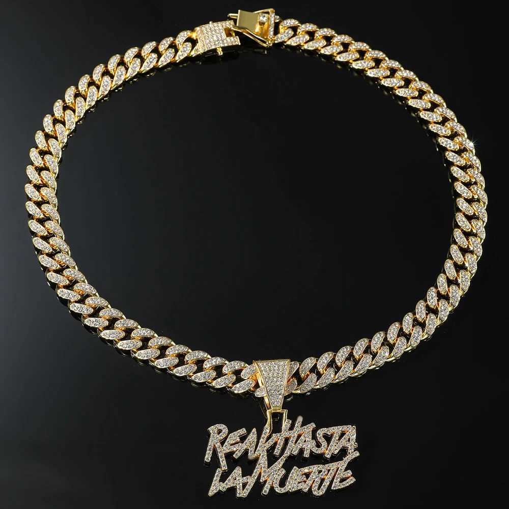 Men Hip Hop Double Row Spld Tters Pendant Necklace With 1m Cuban Chain Hiphop D Out Necklace Fashion Punk Jewelry Gift W250712