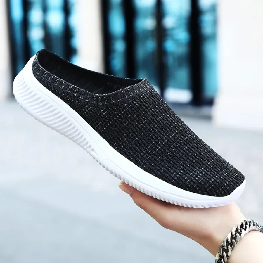 2025Summer Mesh Men Casual Shoes Breathable Half Loafers Fashion Outdoor Indoor Slippers Women Flats Comfortable Couple Sneakers 250707
