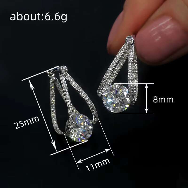 Exquisite Sparkling Round Crystal Cubic Zirconia Earrings Engagement Party Luxury Silver Plated Hoop Earrings Women