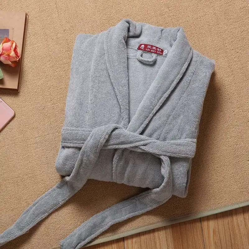 Men Bathrobe Winter Long Robe Mens Warm 100% Cotton Kimono Bath Robe Pajamas Male Bathrobes Night Dressing Gown Home White Grey 250710