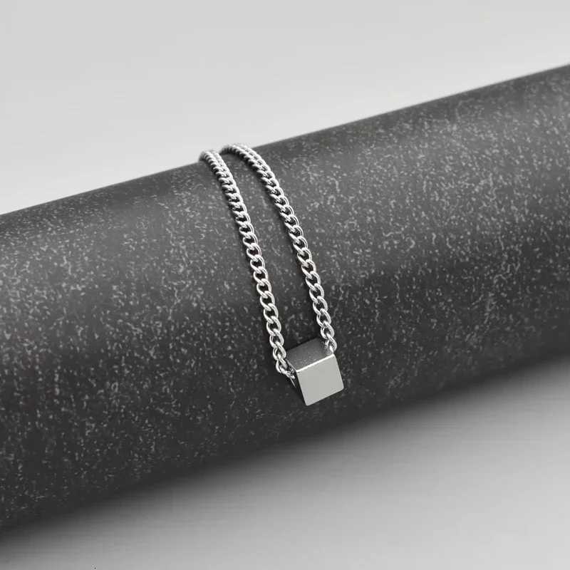 Stainss Steel Necklaces Geetric Square Cube Simplicity Sty Choker Pendant Chain Necklace for Men Wen Jewelry Party W250712
