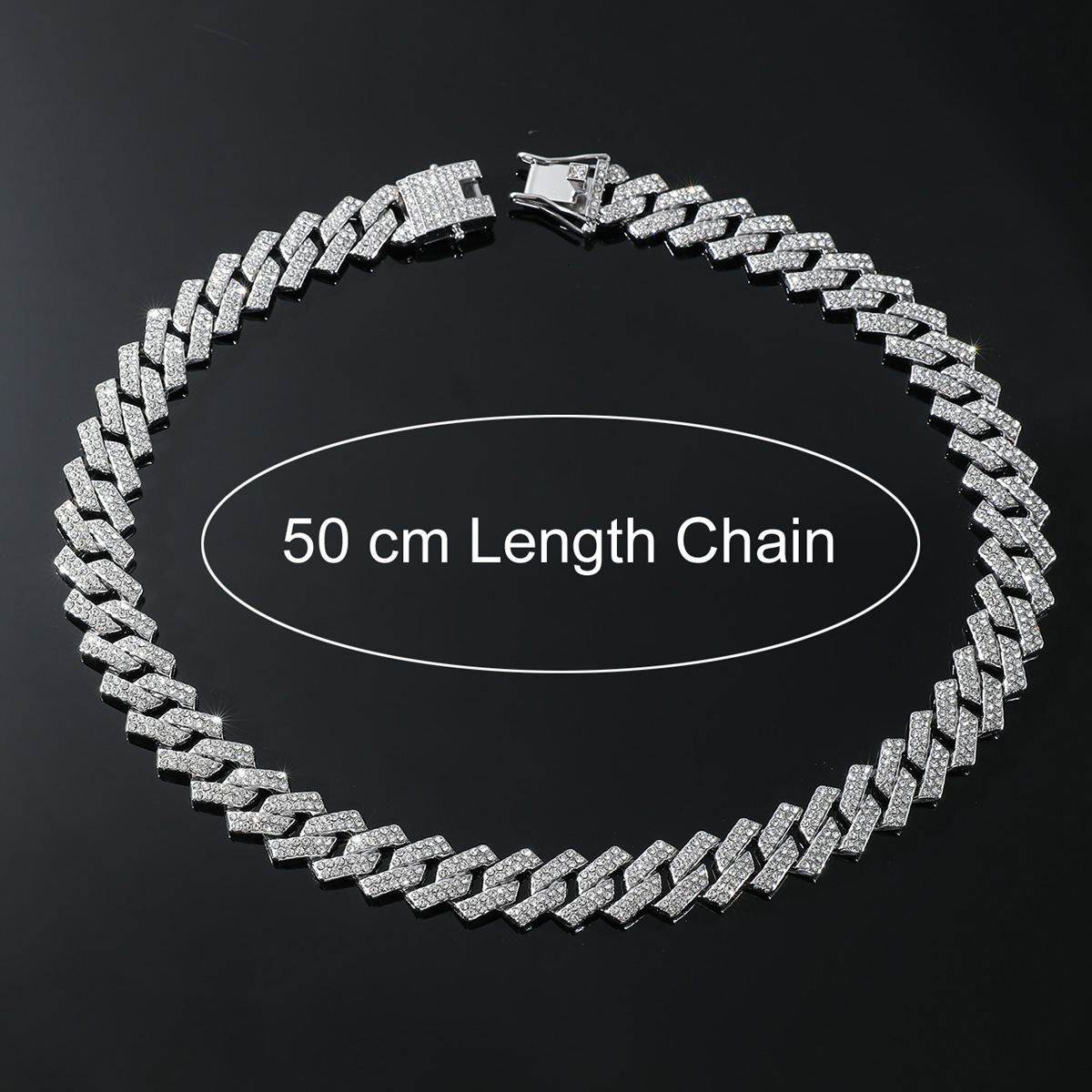 Luxury Jewelry Designer Jewelry European And American Hip-hop Style New Diamond-studded Rhombus Chain Necklace Trendy Nightclub Personality Collarbone