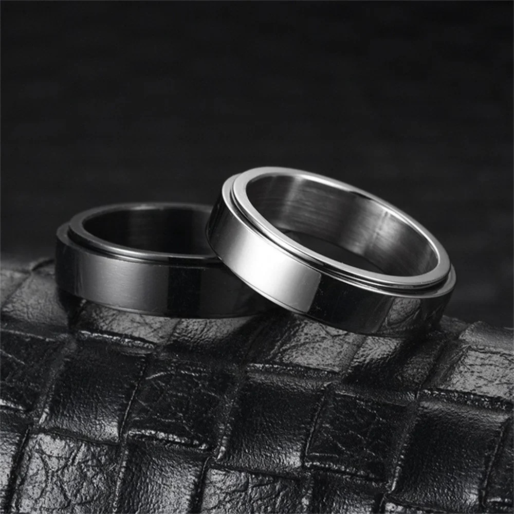 Anxiety Fidget Spinner Stainless Steel Black Rings Simple Steel Ring for Men Women High Quality Anti Stress Jewelry 250708