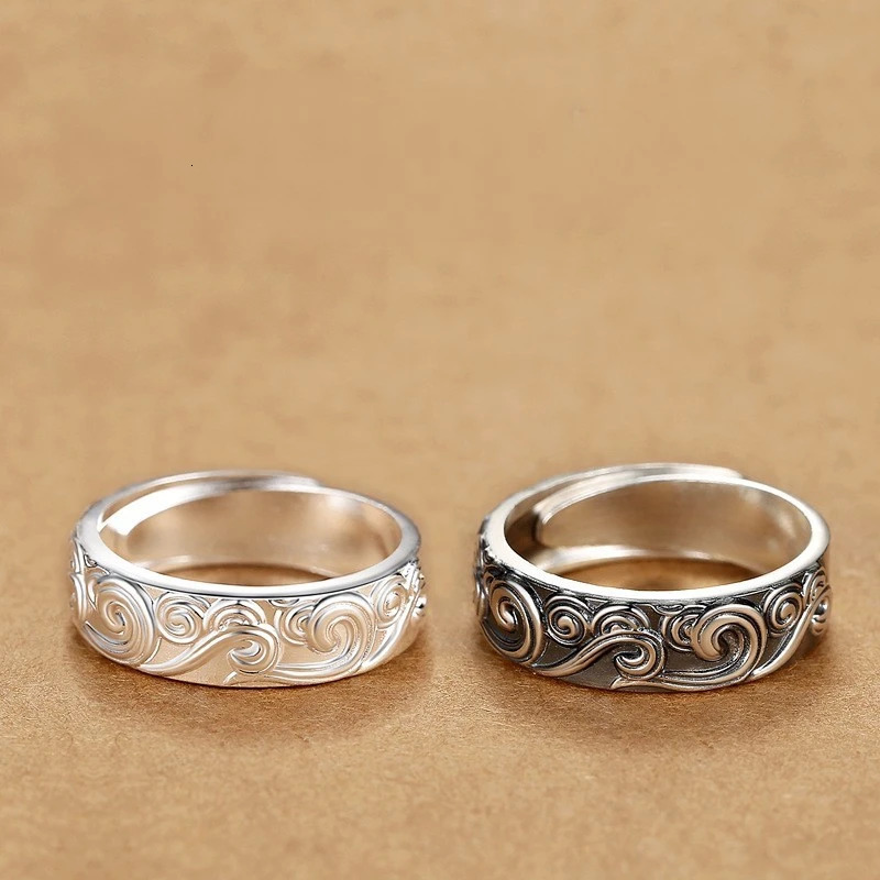 Korean Fashion 1Pair Simple Couple Zircon Rings For Women Men Goth Ring Opening Finger Lovers Jewelry Gifts 250704