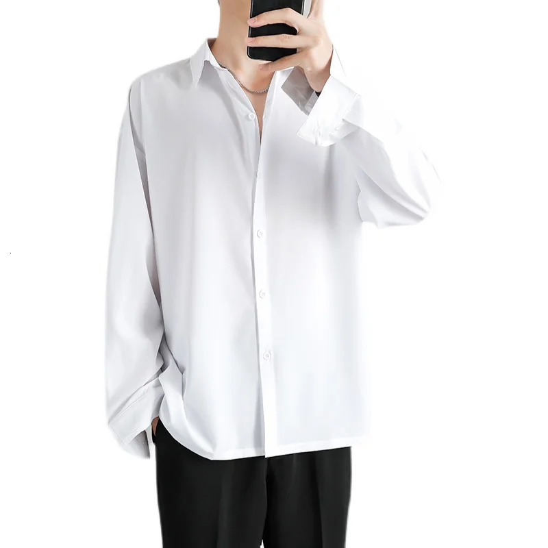 Shirt Men Solid Long sleeved Shirt For Men Korean Fashion Shirts Comfortable Blouses Casual Loose Classic Single Breasted Shirt 250707