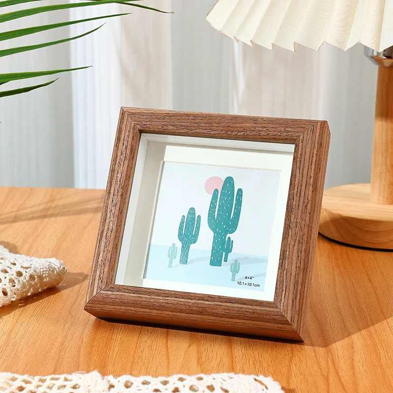 Wooden Square Photo Stand, Storage Frames for Wedding Party, Picture Frame, Home Decor Gift, 10x10cm, 20x20cm H260306