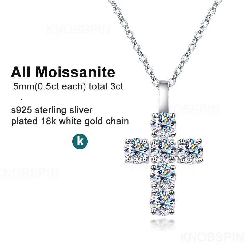 3ct D VVS1 Moissanite Cross Pendant Necklaces for Women Sparking Diamond with GRA 925 Sterling Silver Necklace W250712