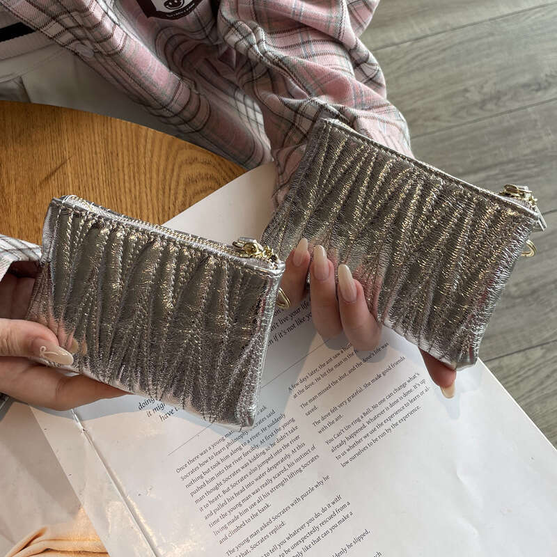 Top Layer Cowhide Embroidered Thread Coin Purse Women Key Card Holder Genuine Leather Zipper Handbag Lipstick Storage Bag Ins Trend