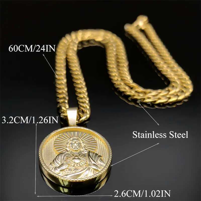 2024 New Stainless Steel Necklace Fashion Circular 3D Relief Pattern Pendant Titanium Steel Match Men and Women W250712