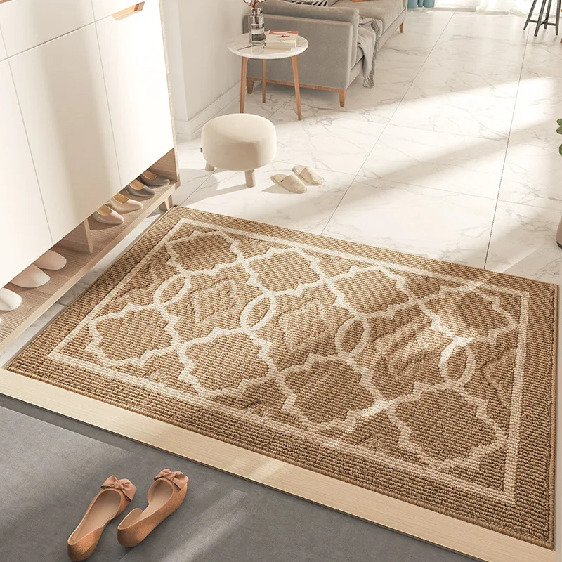European Style Door Mat Classic Geometric Pattern Door Carpet Dust Removal Foot Mat Non-slip Wear-resistant Floor Mat Outdoor