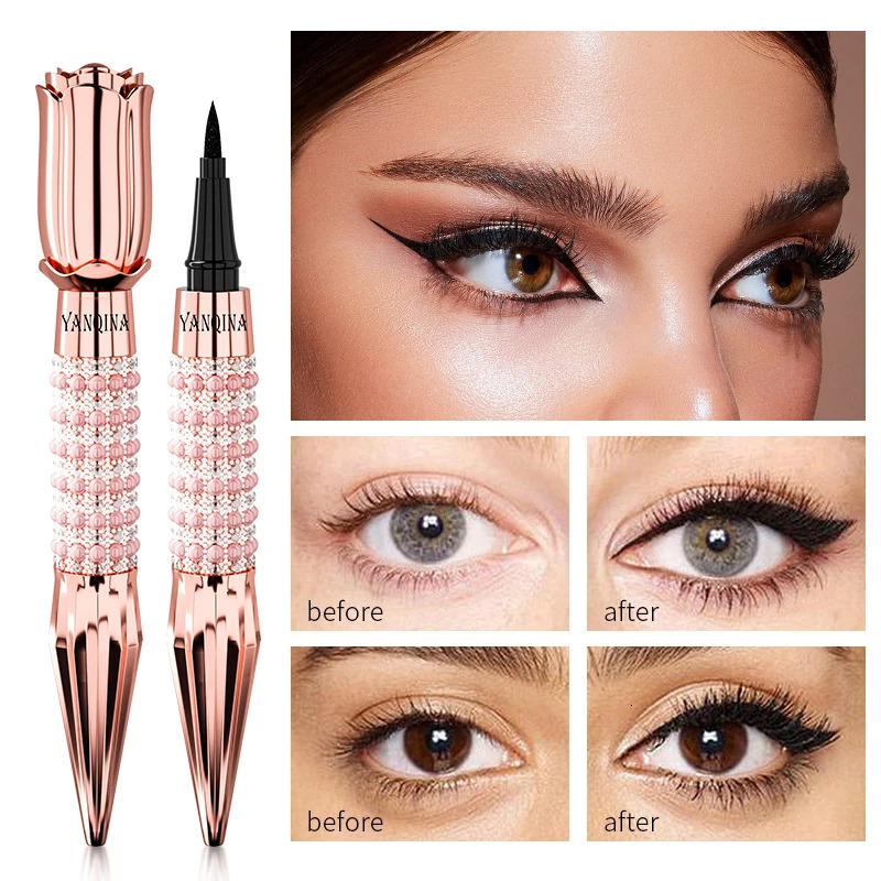 YANQINA Precision Liquid Eyeliner Pen - Long-lasting Waterproof Transfer-proof Quick-Dry Black Eyeliner with Sparkling n 250704