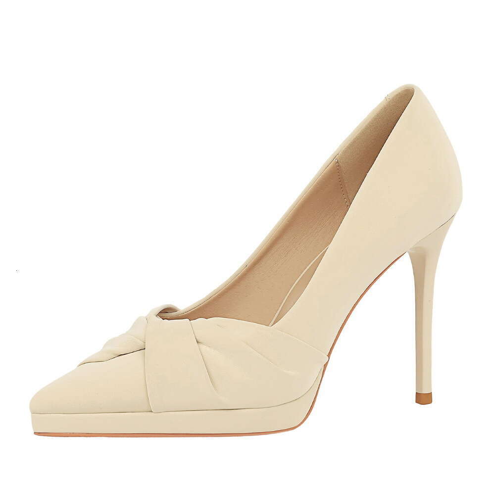 8366-2 Style Sexy Party Stiletto Super High Heels Pointed Toe Waterproof Platform Bowknot Single Women's Shoes