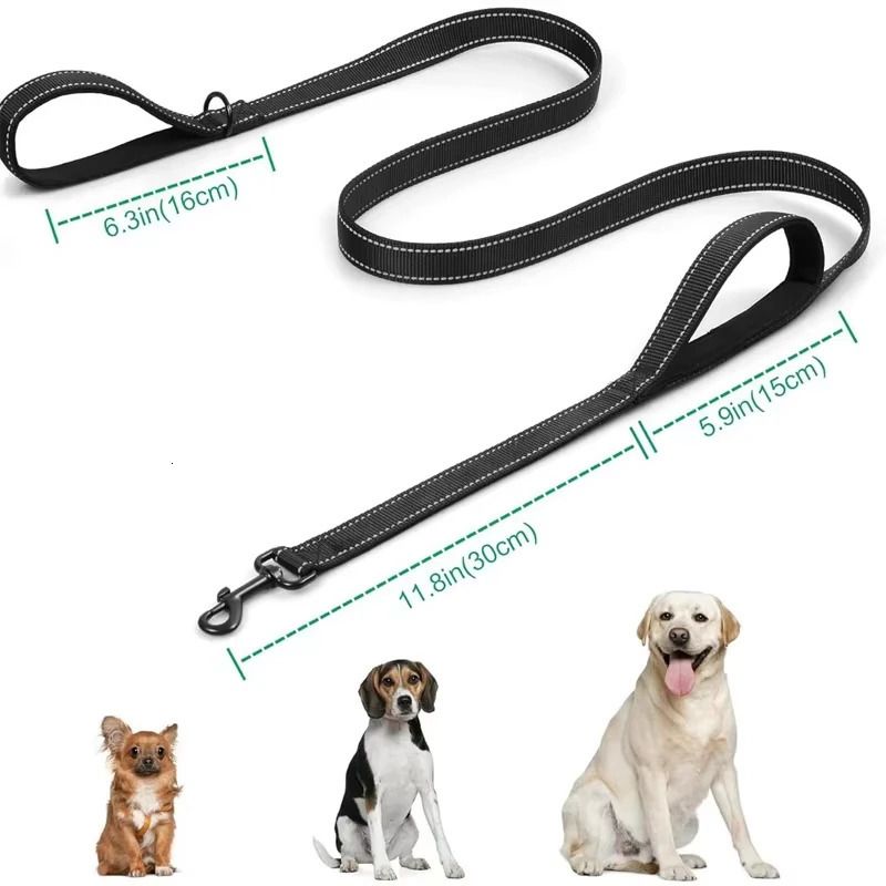 180cm Double Handle Dog Leash Double-Sided Reflective Night Safety Suitable for Medium to Large Dogs 250709