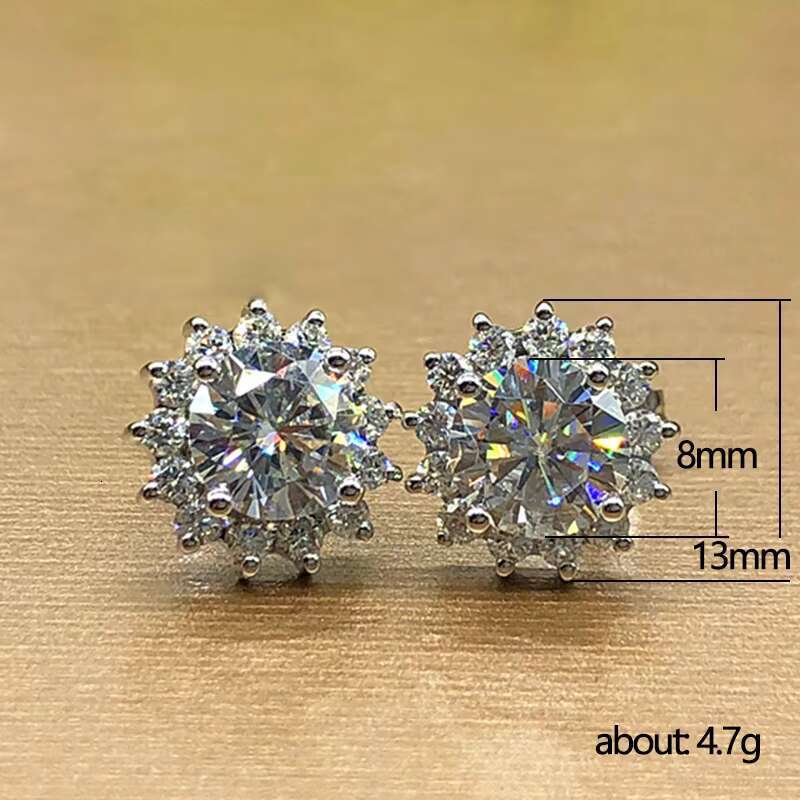 Luxury Sparkling Cubic Zirconia Silver Plated Bridal Earrings Delicate Women Wedding Flower Design Stud Earring for Women