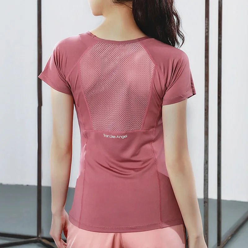 Women Summer T Shirts Slim Fit For Sports Fitness Yoga Short Sleeve Top Mesh Womens Gym Shirt Sport Wear 250708