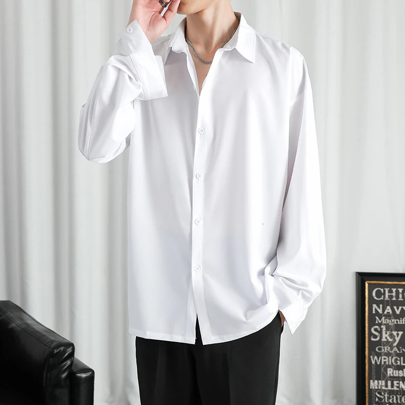 Shirt Men Solid Long sleeved Shirt For Men Korean Fashion Shirts Comfortable Blouses Casual Loose Classic Single Breasted Shirt 250707