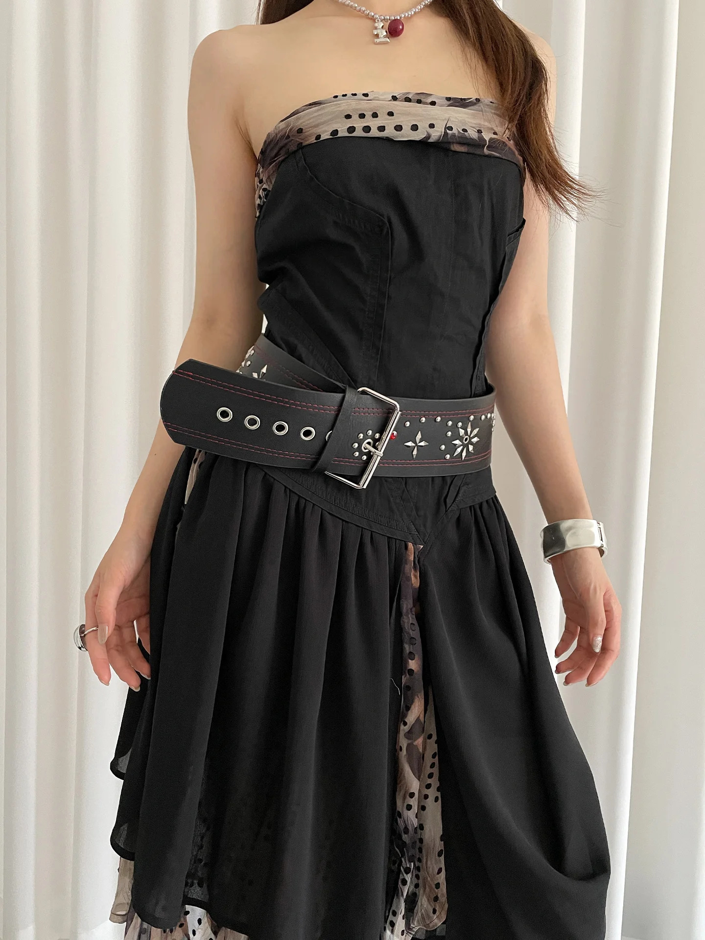 Niche Sense Y2k Rivet Wide Waist Belt For Women American Punk Style With Skirt Jeans With Waist Belt Decoration 250711
