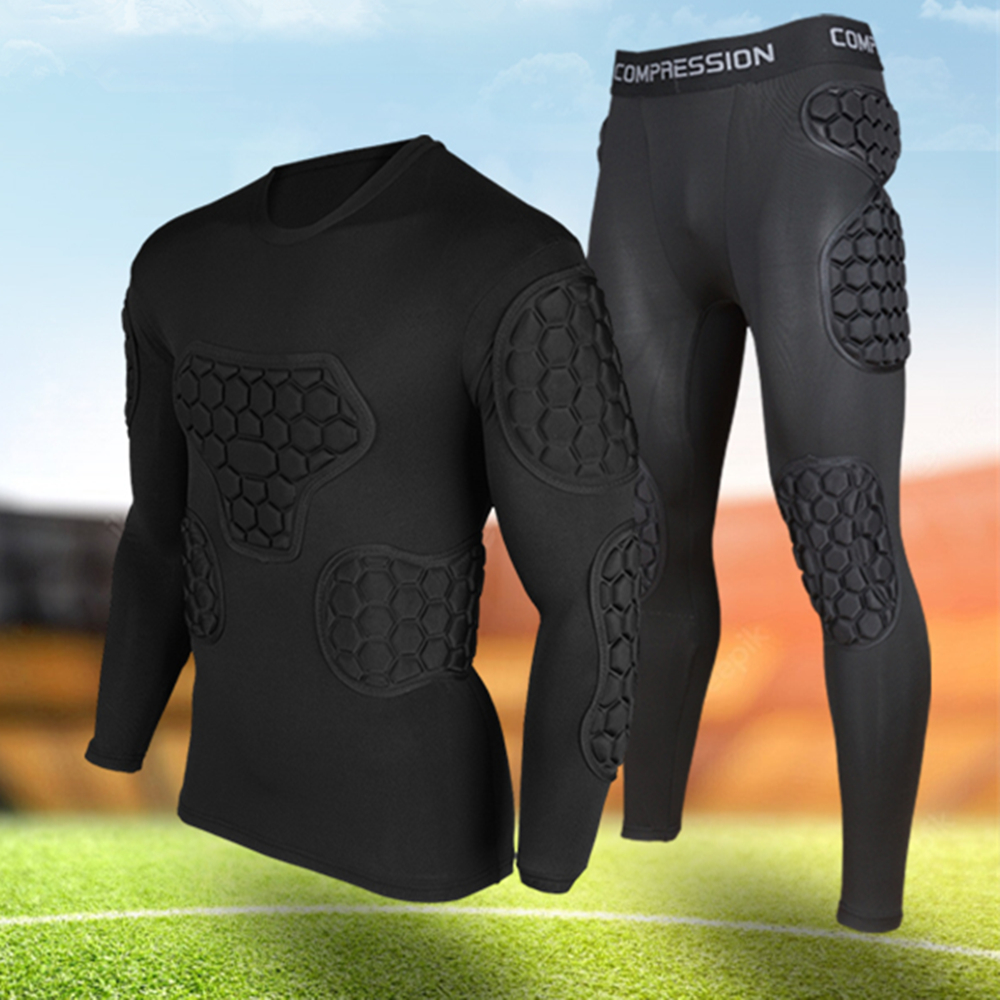 new sport safety EVA protection thicken soccer goalkeeper shirts rugby football jerseys trousers t-shirt elbow chest protector